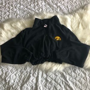 Cropped Iowa Hawkeye Fleece Quarter Zip Jacket